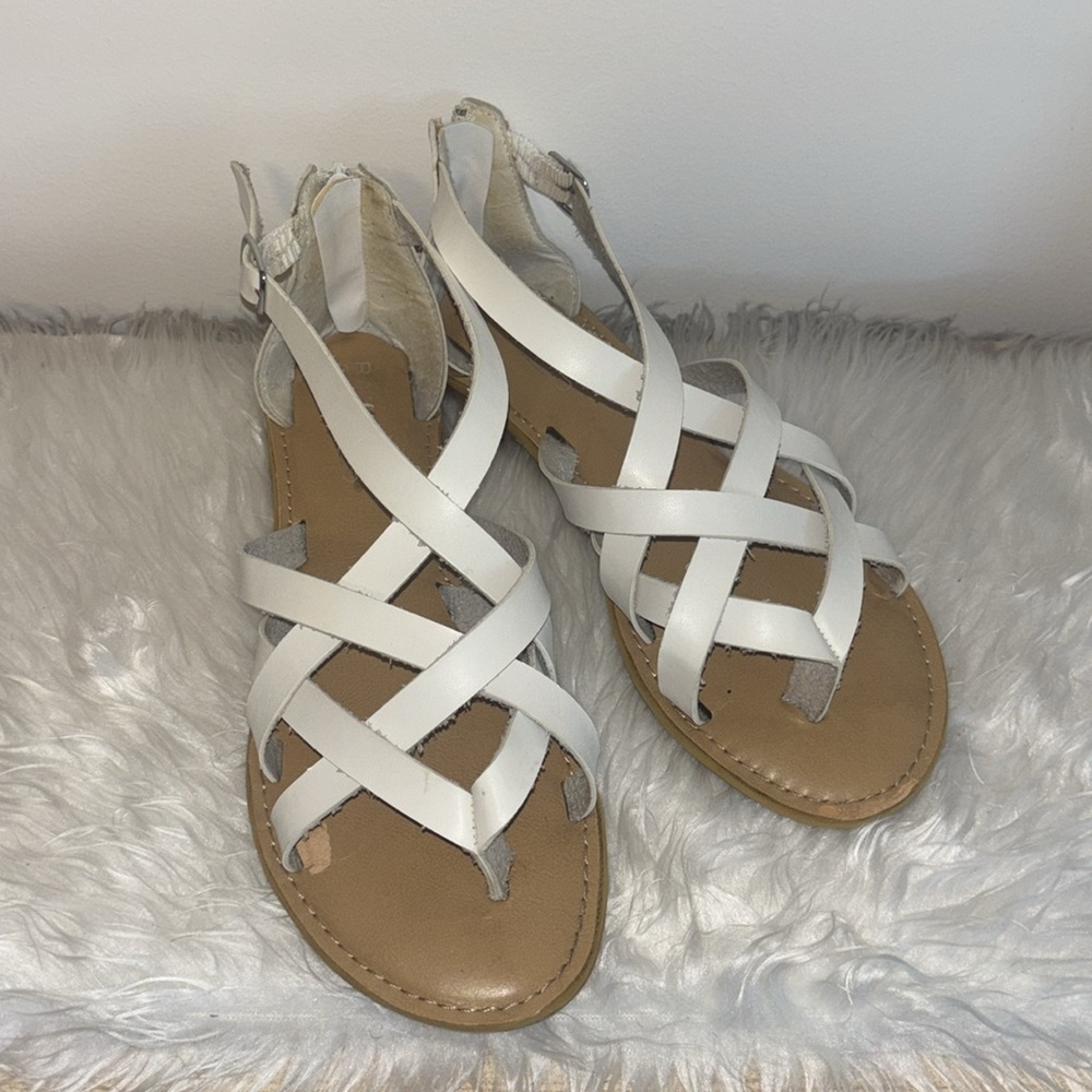 Women’s White Leather Sandals - Size 9